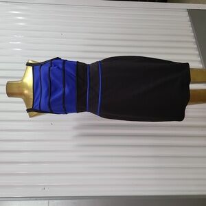 Size 8 White House Black Market Bandage Dress in Royal Blue and Black